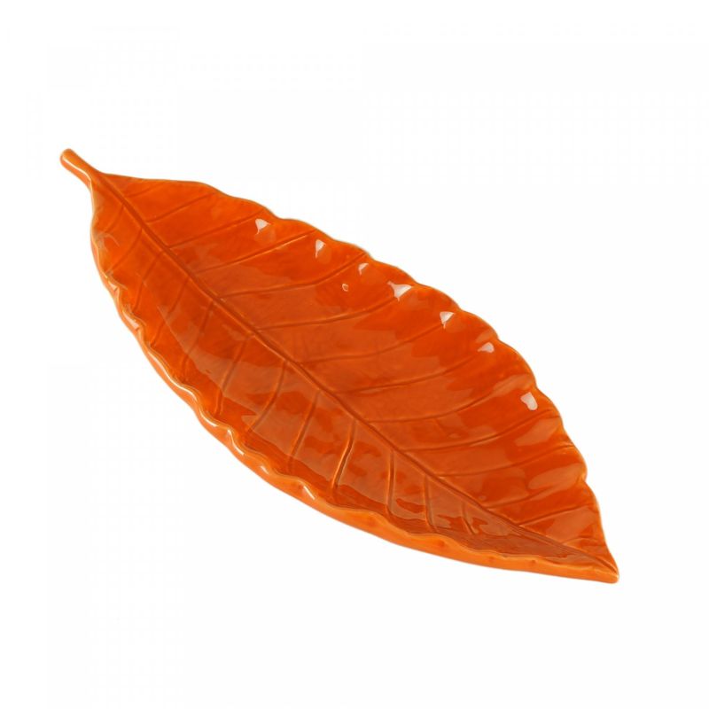 Folha-Decorativa-de-Ceramica-Laranja-32cm-x-12cm-x-4cm-Wolff