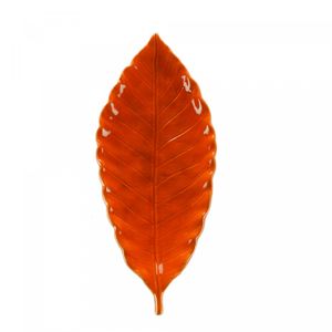 Folha Decorativa de Cerâmica Laranja 32cm x 12cm x 4cm - Wolff