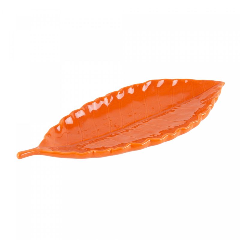 Folha-Decorativa-de-Ceramica-Laranja-32cm-x-12cm-x-4cm-Wolff