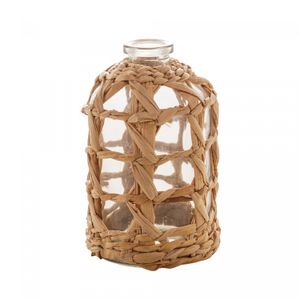 Vaso de Vidro e Fibra Natural 9cm x 15cm - Wolff