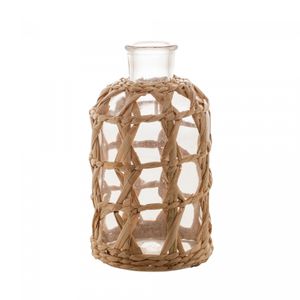 Vaso de Vidro e Fibra Natural 11cm x 20cm - Wolff