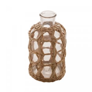 Vaso de Vidro e Fibra Natural 11cm x 20cm - Wolff