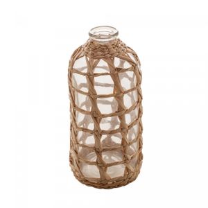 Vaso de Vidro e Fibra Natural 12cm x 25cm - Wolff