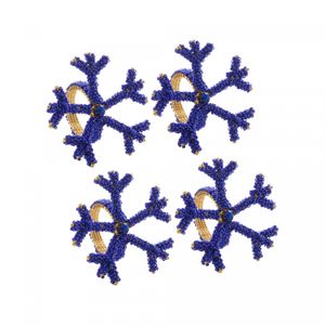 Conjunto 4 Anéis para Guardanapos de Metal Azul 8cm x 6cm - Wolff