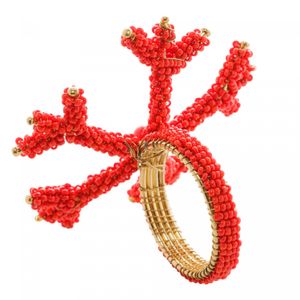 Conjunto 4 Anéis para Guardanapos de Metal Coral 8cm x 6cm - Wolff