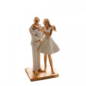 Figura Decorativa de Resina Família Branco 9cm x 6cm x 20cm - Wolff