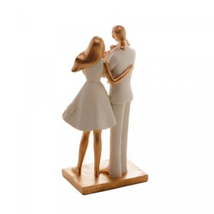 Figura Decorativa de Resina Família Branco 9cm x 6cm x 20cm - Wolff