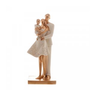 Figura Decorativa Família Unida de Resina Branco 9cm x 7cm x 20cm - Wolff