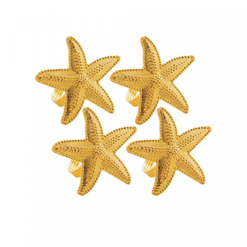 Conjunto-4-Aneis-para-Guardanapos-de-Zinco-Estrela-do-Mar-Dourado-6cm-x-6cm-x-4cm-Wolff