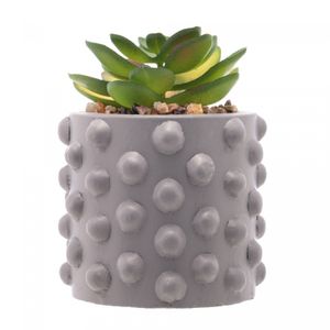 Cachepot de Cimento com Suculenta Bubbles Cinza 7,5cm x 10,5cm - Wolff