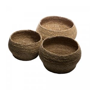 Conjunto 3 Cachepots de Fibra Natural com Forro de Plástico - Wolff
