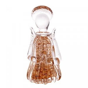 Figura Decorativa Anjo de Vidro Italy Dourado 7cm x 7cm x 15cm - Wolff