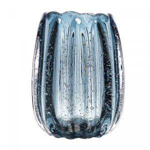 Vaso de Vidro Italy Azul 11cm x 10cm x 13cm - Wolff