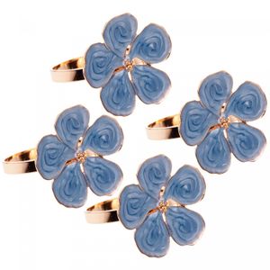 Conjunto 4 Anéis para Guardanapos Flower Azul  Zamac - Wolff