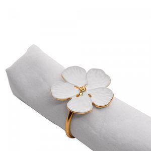 Conjunto 4 Anéis para Guardanapos Flower Branco Zamac - Wolff