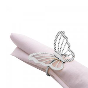 Conjunto 4 Anéis para Guardanapos Butterfly Prateado Metal - Wolff