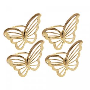 Conjunto 4 Anéis para Guardanapos Butterfly Dourado Metal - Wolff