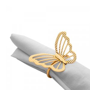 Conjunto 4 Anéis para Guardanapos Butterfly Dourado Metal - Wolff