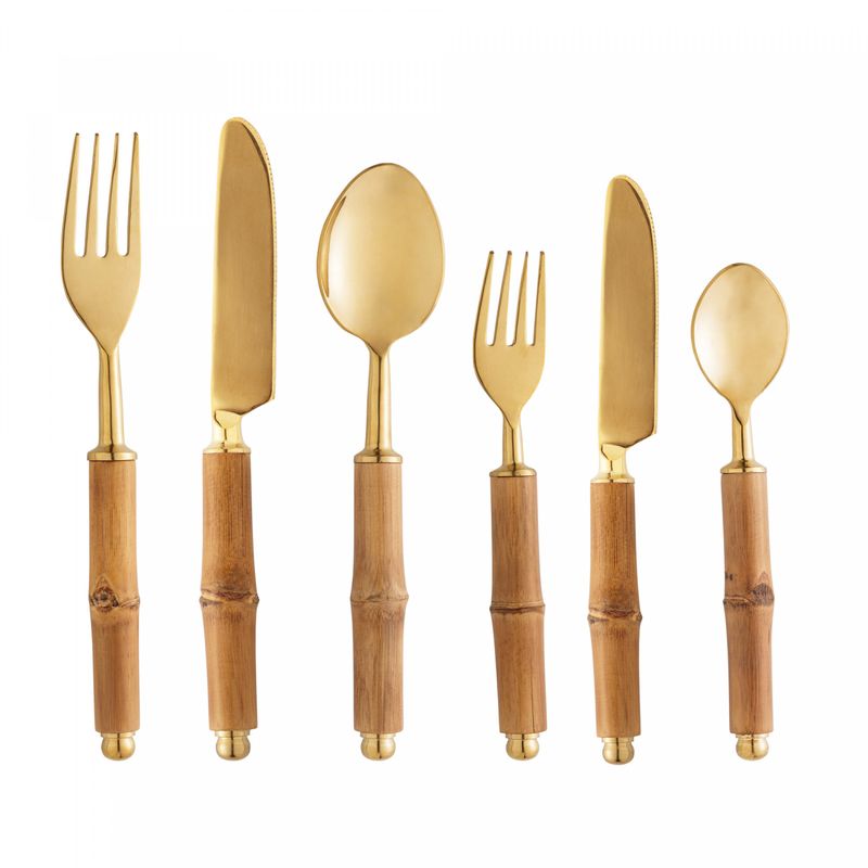 Conjunto-6-Talheres-de-Aco-Inox-com-Cabo-de-Bambu-Dourado-Wolff