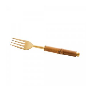 Conjunto 6 Talheres de Aço Inox com Cabo de Bambu Dourado - Wolff