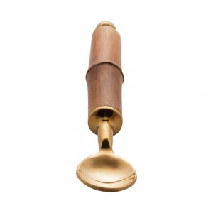 Conjunto 4 Colheres de Café de Aço Inox com Cabo de Bambu Dourado - Wolff