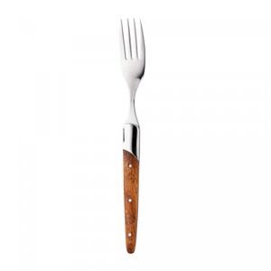 Conjunto de 4 Garfos para Mesa com Cabo de Madeira e Aço Inox 22,5cm - Wolff