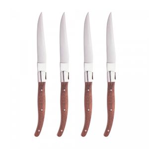 Conjunto de 4 Facas para Mesa com Cabo de Madeira e Aço Inox 22,5cm - Wolff