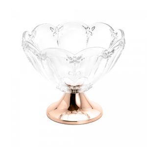 Centro de Mesa de Vidro com Pé Borboleta Rose 28cm x 24cm - Wolff