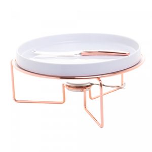 Rechaud para Queijo Brie de Cerâmica com Suporte e Faca Rosé 31cm x 15cm - Wolff