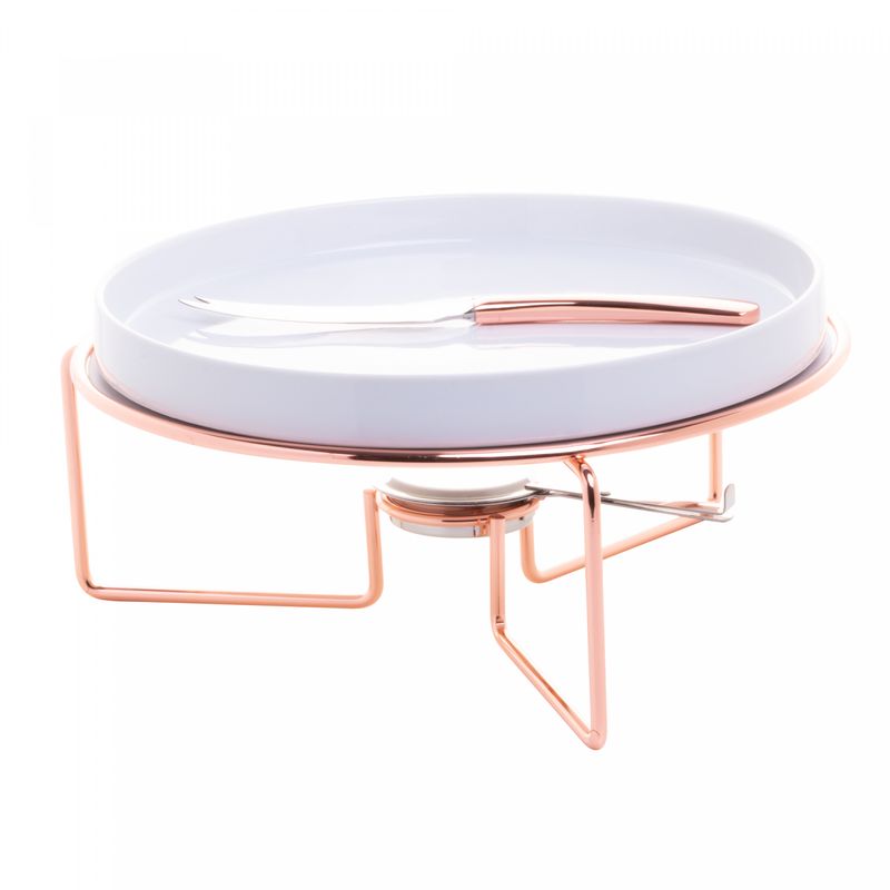 Rechaud-para-Queijo-Brie-de-Ceramica-com-Suporte-e-Faca-Rose-31cm-x-15cm-Wolff