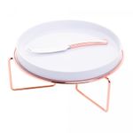 Rechaud-para-Queijo-Brie-de-Ceramica-com-Suporte-e-Faca-Rose-31cm-x-15cm-Wolff