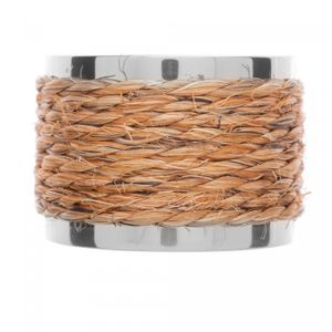 Conjunto 4 Anéis para Guardanapos de Aço Inox com Sisal Nature 5cm x 3,5cm - Wolff