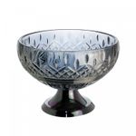 Centro-de-Mesa-de-Cristal-Cinza-com-Pe-de-Aco-Lys-Black-25cm-Wolff