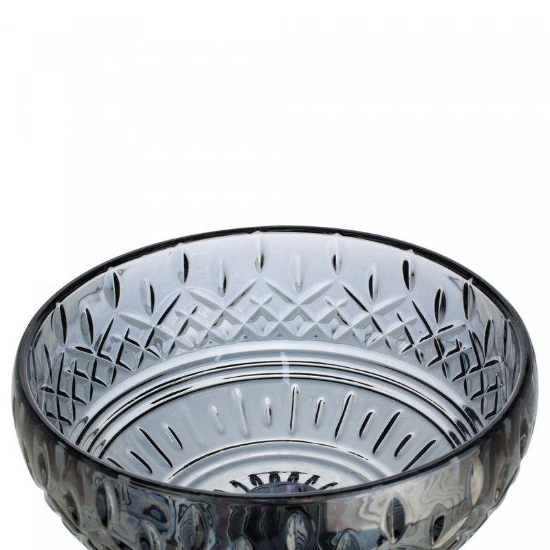 Centro-de-Mesa-de-Cristal-Cinza-com-Pe-de-Aco-Lys-Black-25cm-Wolff