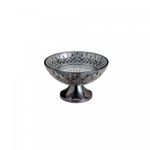 Centro-de-Mesa-de-Cristal-Cinza-com-Pe-de-Aco-Lys-Black-30cm-Wolff