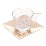Conjunto-6-Xicaras-de-Cha-de-Vidro-com-Pires-de-Aco-Inox-Veneza-Champanhe-150ml-Wolff