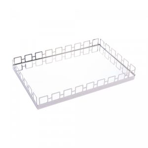 Bandeja de Aço Inox com Espelho Elos 37cm x 25cmx 5cm - Wolff
