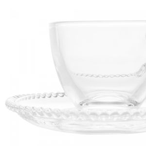 Xícara de Café com Pires de Cristal Pearl 80ml - Wolff