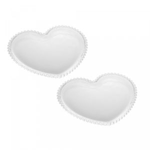 Conjunto 2 Pratos Coração de Cristal Pearl 20cm x 17cm x 2cm - Wolff