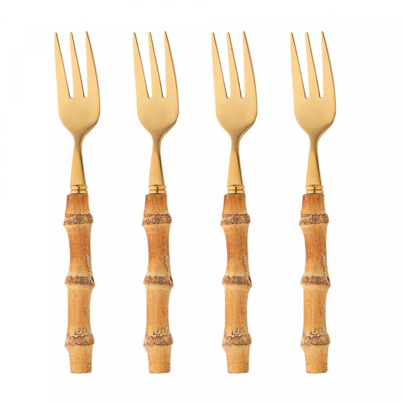 Conjunto-4-Colheres-para-Mesa-de-Aco-Inox-com-Cabo-de-Bambu-Tulum-Dourado-20,5cm-Wolff