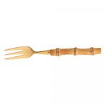 Conjunto-4-Garfos-de-Bolo-de-Aco-Inox-com-Cabo-de-Bambu-Tulum-Dourado-16cm-Wolff