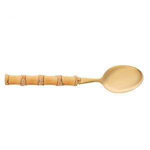 Conjunto 4 Colheres de Sobremesa de Aço Inox com Cabo de Bambu Tulum Dourado 16cm - Wolff