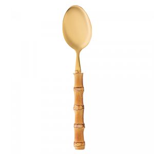 Conjunto 4 Colheres para Mesa de Aço Inox com Cabo de Bambu Tulum Dourado 20,5cm - Wolff