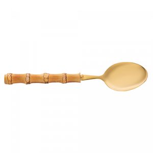 Conjunto 4 Colheres para Mesa de Aço Inox com Cabo de Bambu Tulum Dourado 20,5cm - Wolff