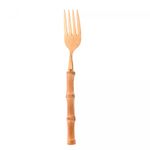 Conjunto-4-Garfos-para-Mesa-de-Aco-Inox-com-Cabo-de-Bambu-Tulum-Dourado-20cm-Wolff