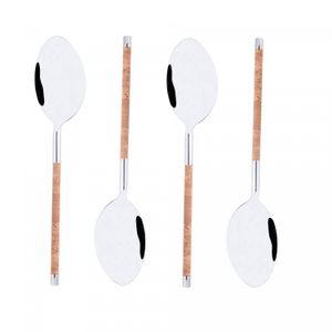 Conjunto 4 Colheres de Café de Aço Inox com Cabo de Cortiça - Wolff