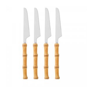 Conjunto 4 Facas para Mesa de Aço Inox com Cabo de Bambu Tulum 22cm - Wolff