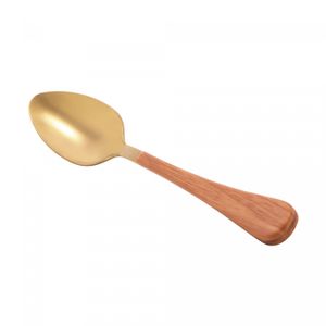 Conjunto 6 Colheres de Sobremesa de Aço Inox com Cabo em Plástico Amadeirado Milão Dourado- Wolff