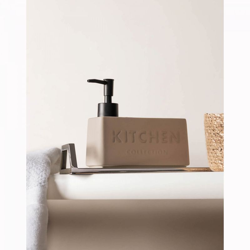 Porta-Detergente-Liquido-com-Suporte-para-Esponja-Soft-Touch-Nude-380ml-Ceramica-Wolff