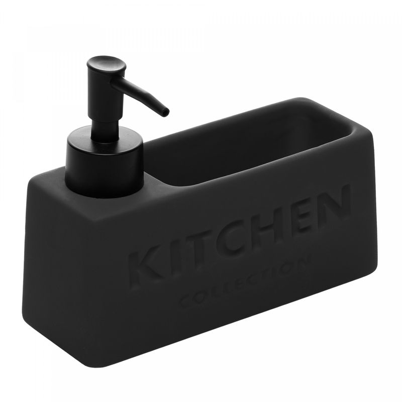 Porta-Detergente-Liquido-com-Suporte-para-Esponja-Soft-Touch-Cinza-380ml-Ceramica-Wolff